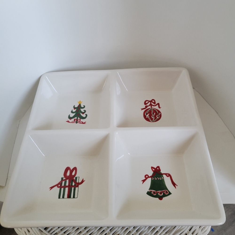 BIA Divided Christmas Serving Dish-4 Different Sections Christmas themed